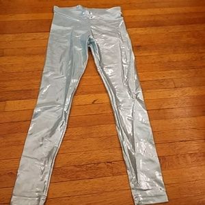 AA shiny blue mermaid leggings small